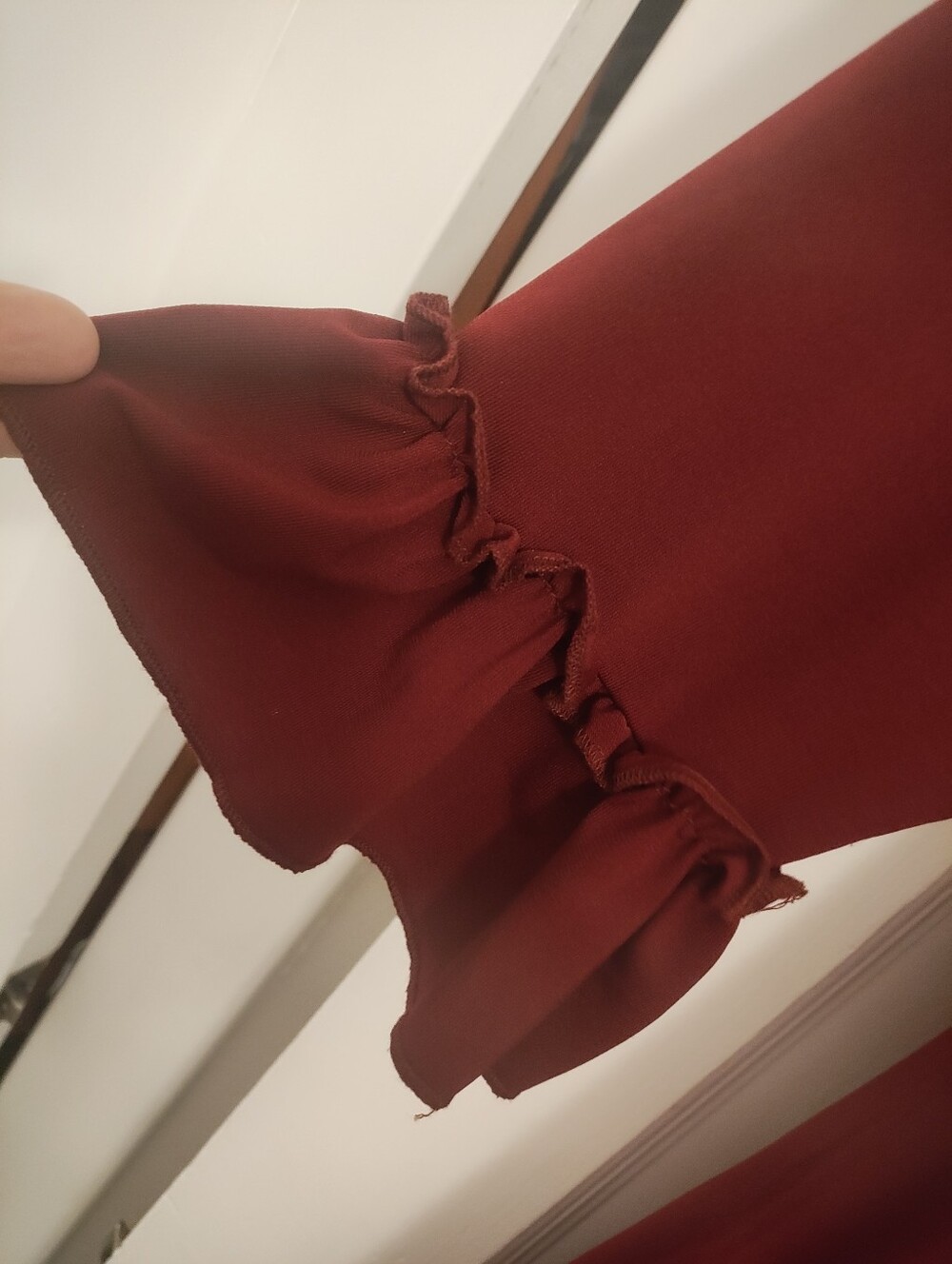 Avenue 22/24 Burgundy Ruffle Lace Up Boho Midi Dress Plus Size - Picture 4 of 8